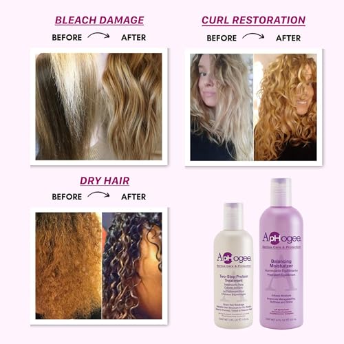 Aphogee Hair Care Double Bundle – Two-Step Protein Treatment (4 fl oz) & Balancing Moisturizer (8 fl oz)