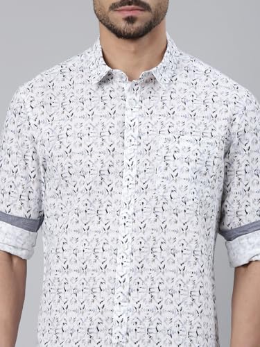 Image of ClassicPolo Men's Full Sleeve Multicolor Polo Neck Slim Fit All-Over Print Cotton Shirt