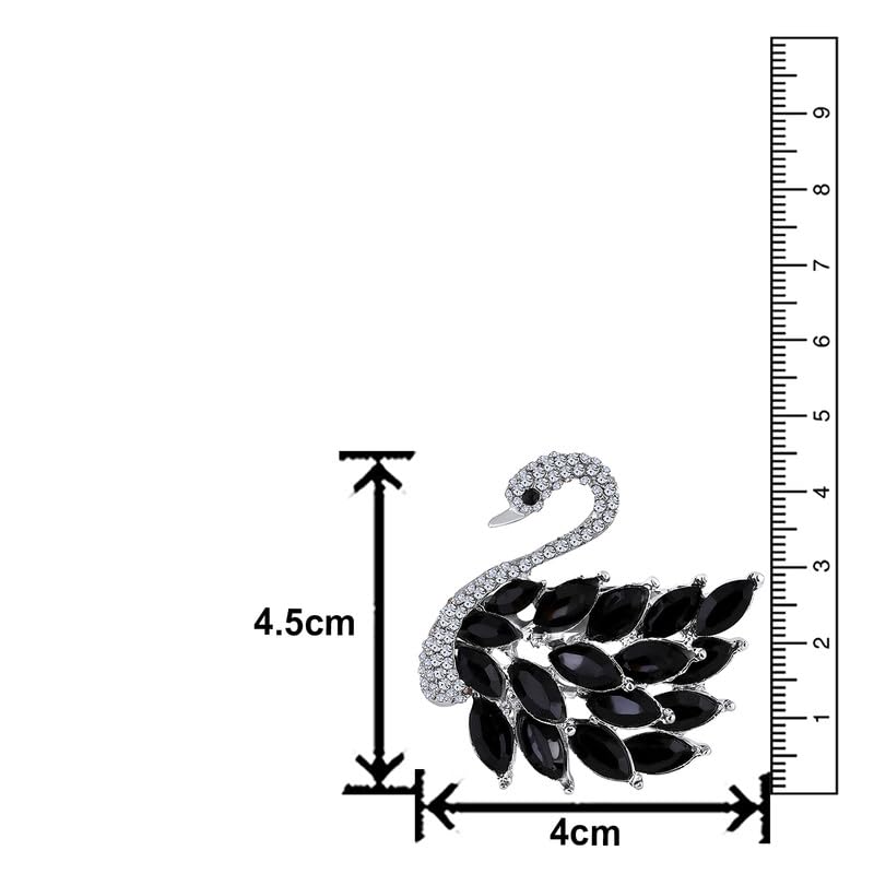 Image of Mahi Sparkling Studed Crystals Swan-Shaped Brooch Clothing Accessories for Women (PABP1101151PR)