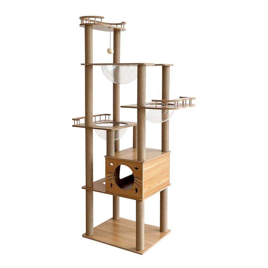 木製キャットタワー 130cm 多層構造 キャットタワー 木製 据え置き 高さ130cm 木登りタワー