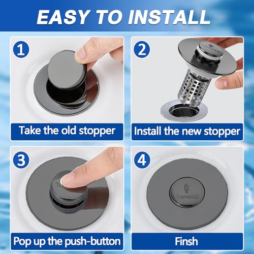 Image of Bathroom Sink Drain Strainer, Pop-up Sink Drain Strainer with Removable Stainless Steel Strainer Basket Hair Catcher, Bathroom Sink Strainer for Bathroom Sink Stopper Replacement
