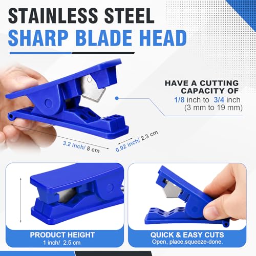 Image of Mudder 12 Pieces PTFE Plastic Tubing Cutter Hose Tube Cutter Pipe Accurate Tube Cutting Tool for Nylon PVC PU Tubing and Hose Cut up to 3 /4 Inch OD (Blue)