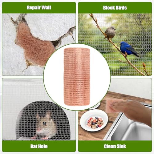 Image of 12 inch x 64 Ft Copper Mesh Roll, Double Layer Pure Copper Wire Mesh