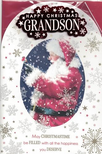 Traditional Grandson Christmas Card 9 x 6 cm Festive Gift Design