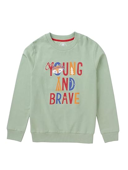 CuB McPAWS be curious Boy's Cotton Round Neck Sweatshirt