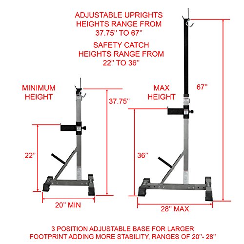 Valor Fitness BD-8 Independent Squat Stand Towers with Adjustable Uprights, J-Hooks, and Safety Catches