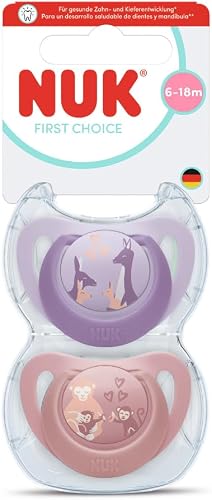NUK Soft Silicone First Choice Soother Kangaroo and Monkey 6-18 months | Breathable material
