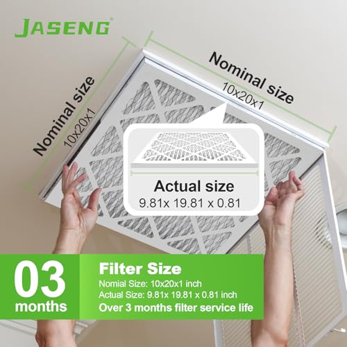 Image of 10x20x1 MERV 8 Air Filter, 4-Pack for Furnace HVAC | MPR 600 FPR 5 Pleated HVAC filter, Exact Size: 9.84 inchx19.8 inchx0.79 inch, Filters Dust, Pollen & Pet Dander, 3-Month Lifespan