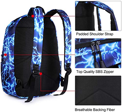 Boys Backpack, Backpack for Boys Middle School Bookbag Lightning Travel Rucksack for Teenager Boys (Black)3