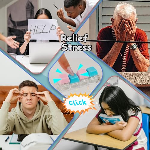 Image of 2 PCS Keyboard Fidget Toy, Keyboard Fidget Keychain 4-in-1 Keyboard Decompression Button Finger Clicker Toys, Button Stress Relief Fidget Gifts to Relief Stress (Black White Blue Pink)
