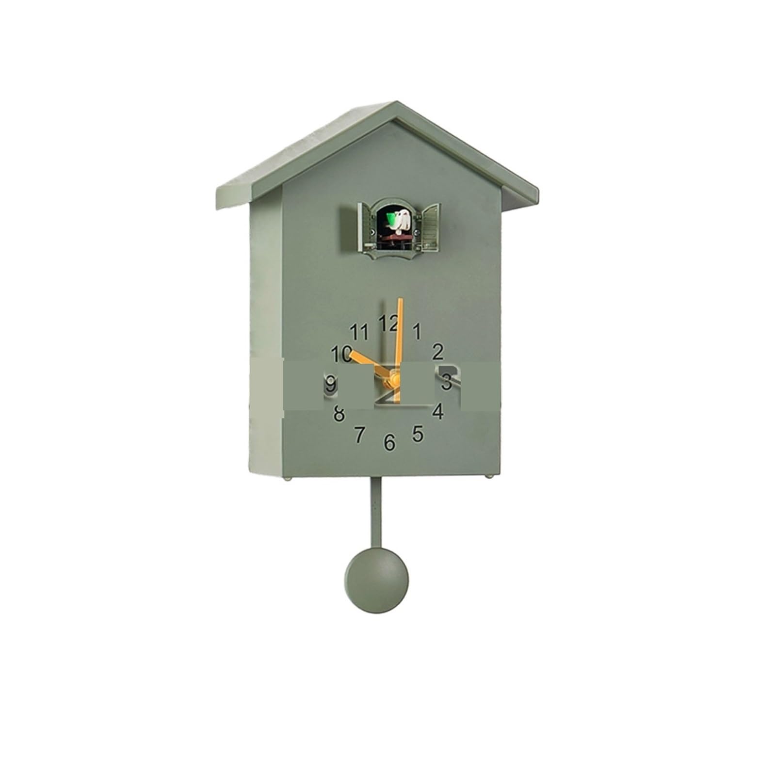 GOXQIT 20x25cm Cuckoo Quartz Wall Clock Bird Home Living Room Hanging Watch Horologe Clocks Office Decoration For Living Room(Green)