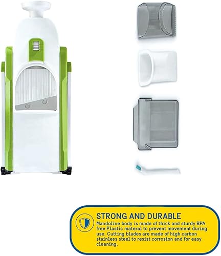 Miniatura 4 de Cook Safe Mandoline - Cortador de verduras con mandolina ajustable, 30 ajustes, cortador de cebolla vegetariana, chuletas para papas fritas, dados y