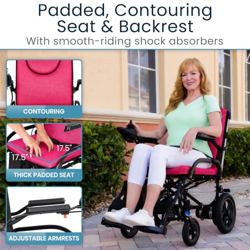 Image of Vive Ultra Lightweight Electric Wheelchair for Adults - Foldable Power Wheel Chair - Collapsible, Folding, Ultralight, Motorized, Light Weight Travel Senior Folding Mobility Aid - Weighs Just 39 lbs