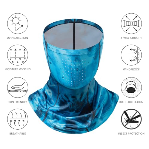 Image of BASSDASH Neck Gaiter Mask UPF 50 Sun Protection for Men & Women, Fishing, Hiking, Outdoor