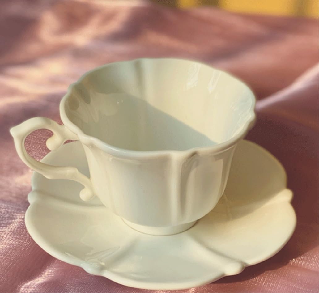 Tasse Kaffeebecher Tassen Kreative Blumenförmige Tasse, Handgefertigte Tasse, Büro-Kaffeetasse, 260 Ml, Keramiktasse Mit Teller, Kaffeetassen Teetasse Kaffeetassen (Color : B, Size : 180ml)