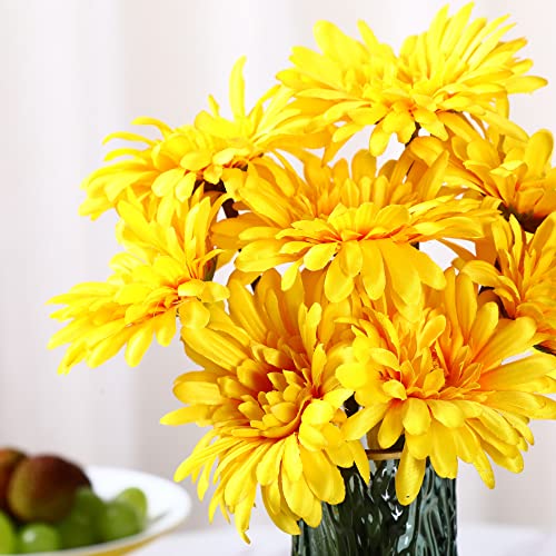 TOPIA Artificial African Daisy Flowers - Silk Gerbera Daisies Pack of 20 (Yellow) by TOPIA - Image 4