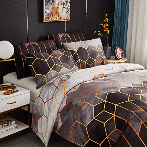 Sets Housse de Couette 220x240 cm avec 2 x Taies d'oreiller 50x70 cm,Mode Unique 3D Géométrique Imprimé Boho Microfibre Literie Parure de Lit Linge de Lit...