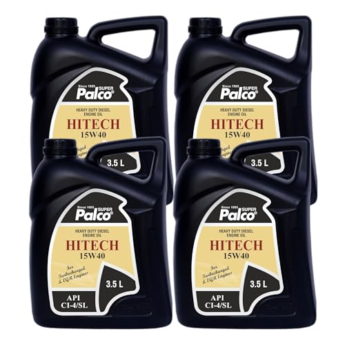 Image of PALCO HITECH 15W40 API: CI4 / SL Heavy Duty Diesel Engine Oil Synthetic Technology | Maximum Power & Superior Protection | For SUVs, MUVs & Crossovers | 3.5 Litre (Pack of 4)