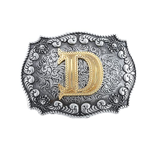 Image of HUABOLA CALYN Belt Buckle Men, Western Cowboy Rodeo Small Alphabet Letter ABCDMRJ to Z Initial Belt Buckles for Women