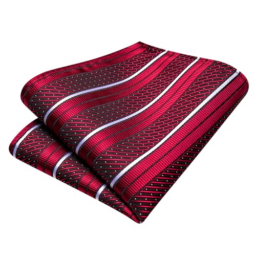 Image of Hi-Tie Men Ties Sets Silk Stripe Paisley Necktie Pocket Square Cufflinks for Business Wedding