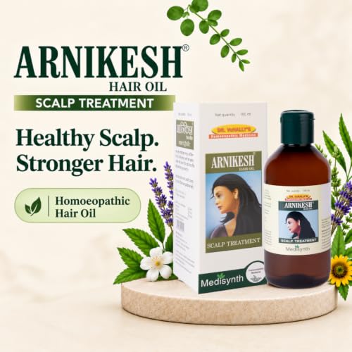 Image of MEDISYNTH Arnikesh Oil 100ml (Pack of 2) | Homeopathic Oil for Dandruff, Burning of Eyes & Loss of Sleep | Batch No. 153 | Expiry - Apr 2031