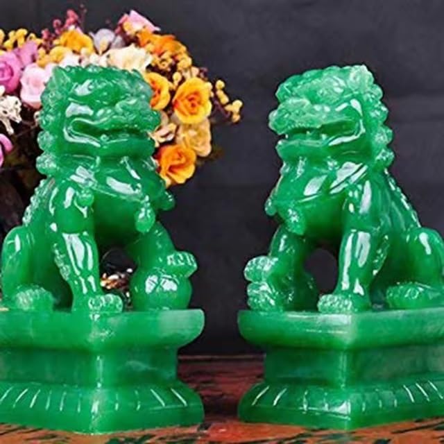 Pareja de Estatuas Guardianes Fu Foo Dogs 4.1 Pulgadas miniatura 3