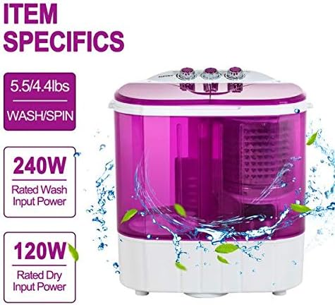 Portable Washing Machine, Kuppet 10lbs Compact Mini Washer, Wash&Spin Twin Tub Durable Design to Wash All your Laundry or Swim Suit for Apartments, Dorms, RV Camping (Blue)