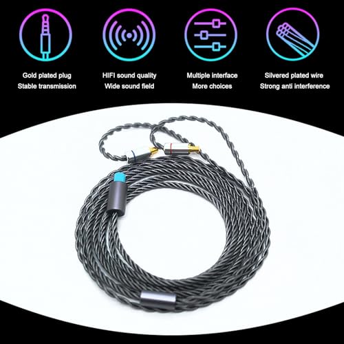 2 Pin Plug Upgrade Cable, 0.78mm 3.5mm 2.5mm 4.4mm, Wide Compatibility, 120cm, Low Noise, Clear Sound, Replacement - Image 2