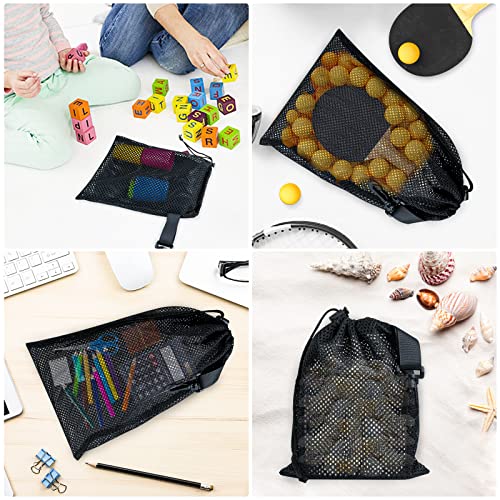 10 PCS With Clips Mesh Drawstring Bags, Portable Nylon Storage Bags for toy,Sports Storage,Outdoor activities etc. (7.9x11.8in)3