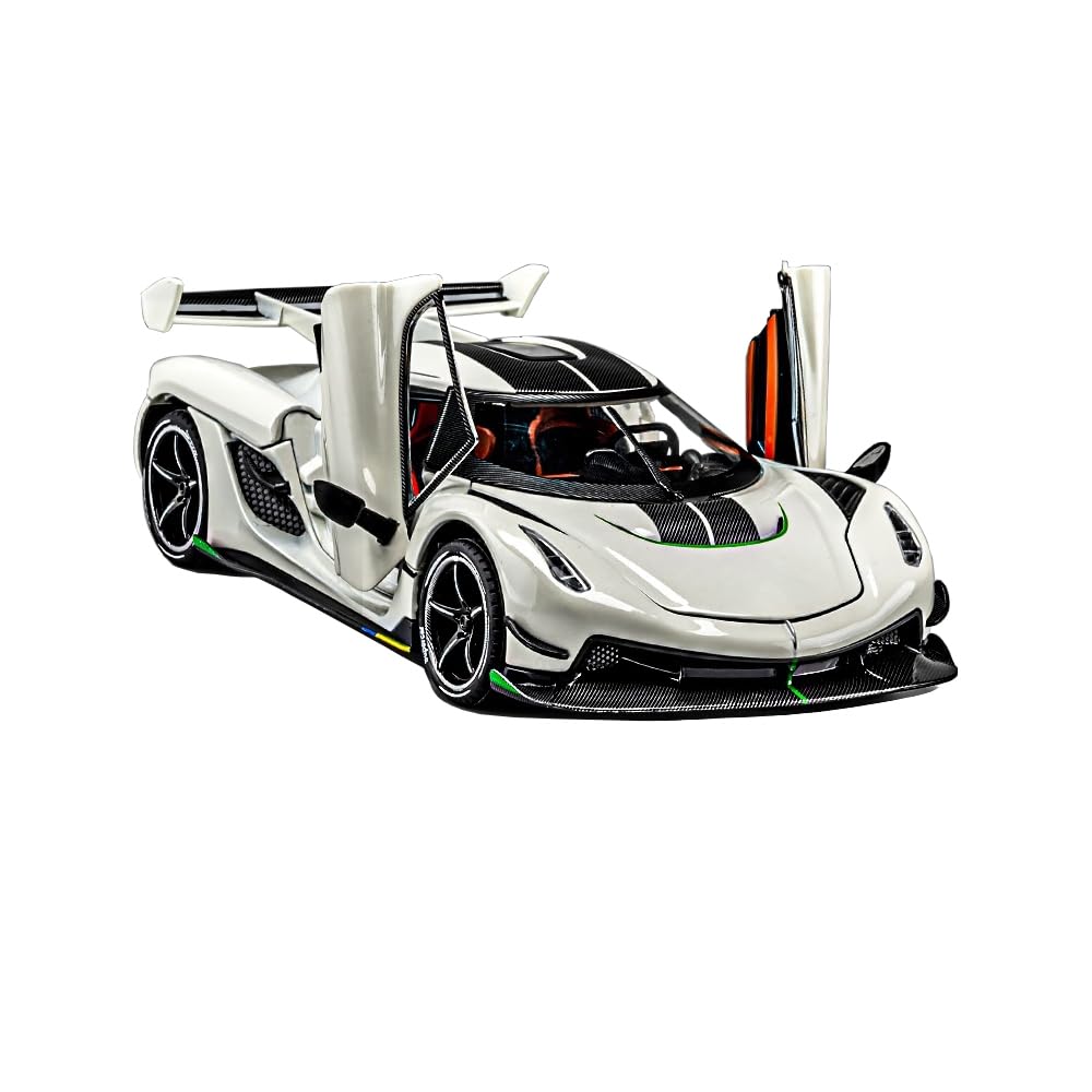 Toy Cars Model Koenigsegg Jesko 1/24 White Alloy Collectibles Die-cast Vehicles with Sound and Light
