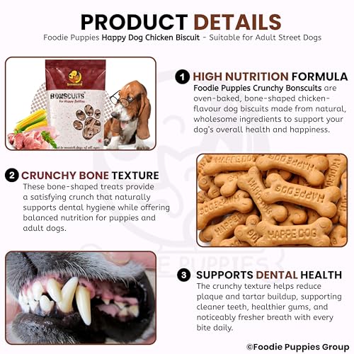 Image of Foodie Puppies Freshly Baked Chicken Flavor Puppy Bone Biscuits for Street Dogs & Puppies - (5kg) Crunchy Texture 100% Natural & Digestible, Enriched with Vitamins & Minerals | Promotes Dental Health