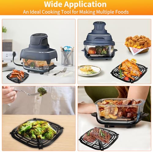 Image of Air Fryer Replacement Parts for Ninja Crispi Air Fryer FN101GY, Air Fryer Accessories Grill Pan Plate Crisper Plate Rack Tray with Rubber Bumpers