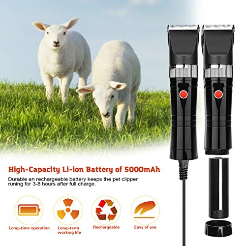 Pro Pet Clippers,HONGNAL Goat Cutting Kit,2000mA Powerful Electric Cutting Trimmer Set,Hair Cutting Kit Cordless for Men,Great for Barbers and Stylists - Thumbnail 7