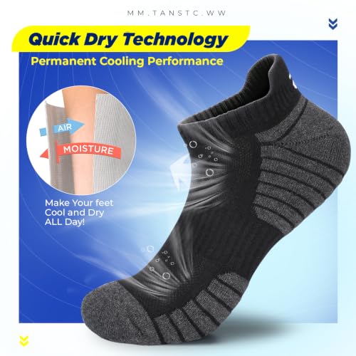 Image of TANSTC Athletic Running Ankle Socks,6Pairs Cushioned Low Cut Anti-Blister Tab Sports Sock Men Women