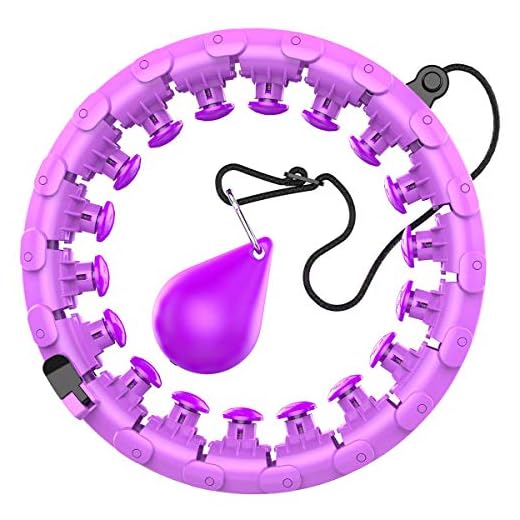 Weighted Intelligent Hula Hoop for Adults Beginners Won‘t Fall, Abdomen Fitness Increase Beauty, Fit Ness Weight Loss and Massage, 24 Knots Detachable (Red)