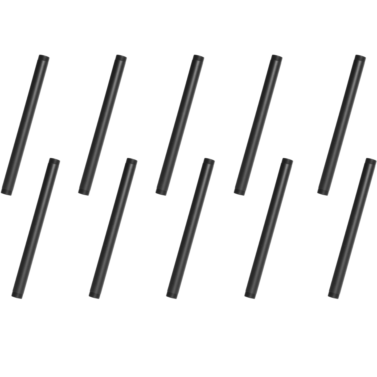 HITOMEN3/4" x 11" Industrial Iron Pipe (10 PCS) - Heavy Duty Metal Steel Black Threaded Pipes for DIY Wall Mounted Vintage Retro Shelving & Rustic Shelf Brackets