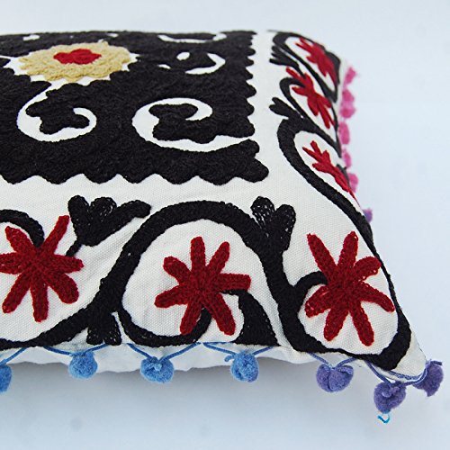 Housse de coussin Indigo Suzani brodée indienne pour coussin de canapé (5)