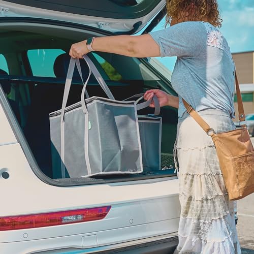 Creative Green Life UNKNOWN Xl Insulated Reusable Grocery Bags (2-Pack) - Premium Quality Cooler Bags With Hard Bottom Insert - Stands Upright, Machine Washable, Sturdy Zipper - Insulated Bag For Warm Or Cold Food Delivery Bag thumb #6