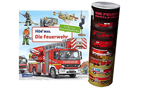 Preisvergleich Produktbild Carlsen HÖR MAL: Die Feuerwehr (Pappbilderbuch) + Kinder Feuerwehr Auto Poster