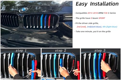 Image of Grille color stripes Compatible with bmw F30 F31 3 Series 320i 328i 330i 335i 340i 8-Beams