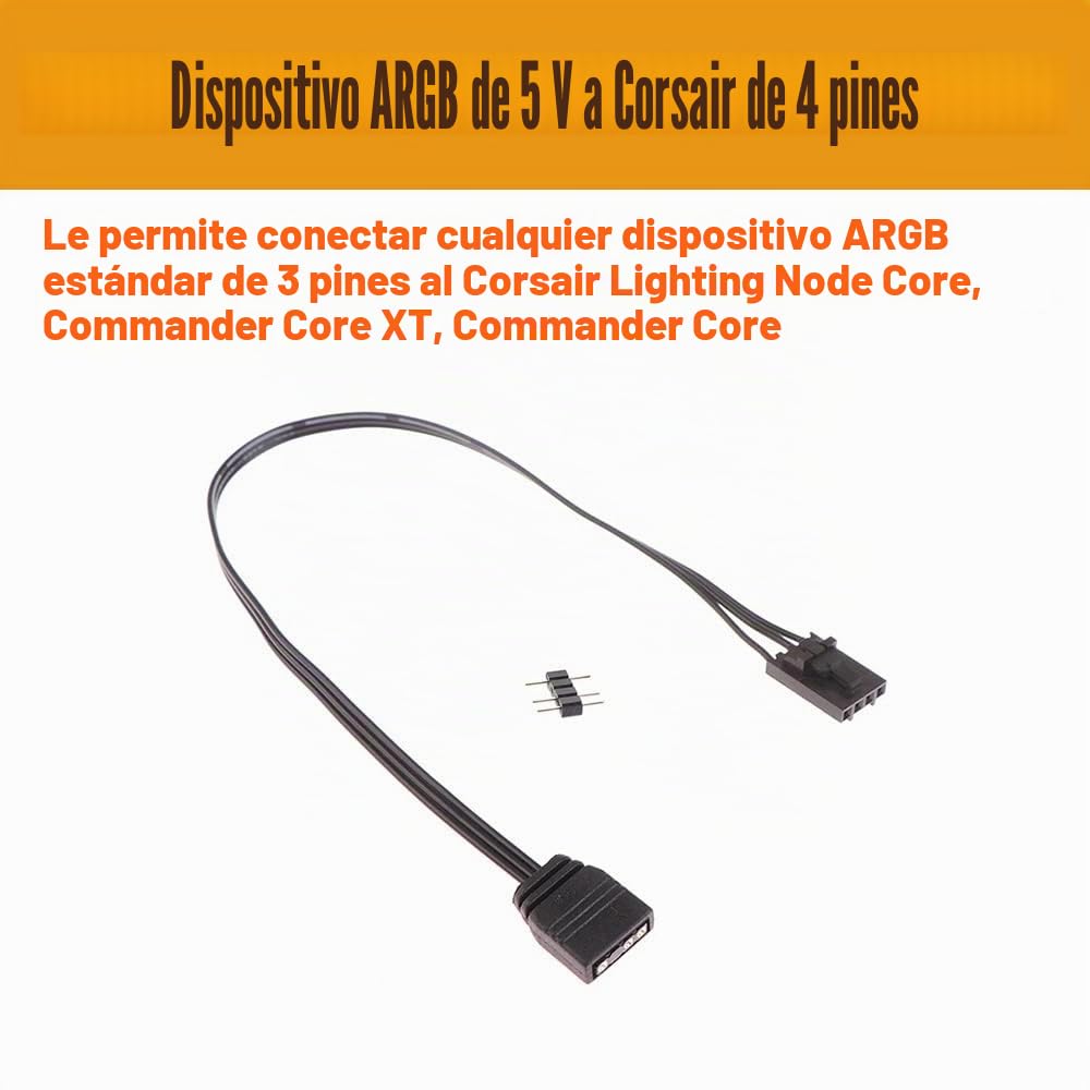Adaptador RGB de 4 pines para Corsair Commander Core, cable iCUE Commander, conector ARGB 5V 3 pines