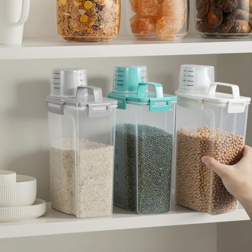 TBMax Small Dog Cat Food Storage Containers 2 Pack, Travel-Friendly Pet Food Container with Spout & Measuring Cup, Kid-Friendly Pet Feeding Dispenser, Portable Dog Treat Bird Seed Container -Beige - Thumbnail 5