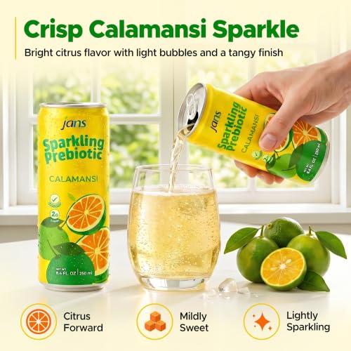 Image of Jans Sparkling Prebiotic Soda Beverage, Calamansi, 8.4 Fl Oz, 24 Pack