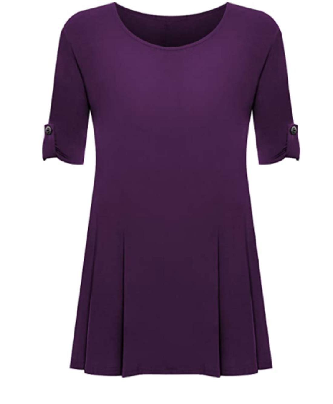 Metluq M0d4 Women's Purple New Plus Size Plain Swing Flared Short Sleeve Scoop Neck Top 14-28 (, Uk 16)