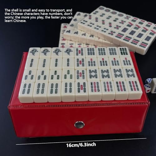 Mini Travel Mahjong Set, 144PCS Juego tradicional chino miniatura 5
