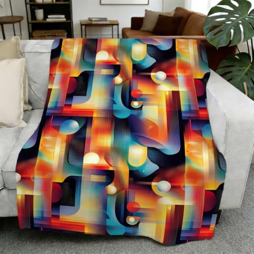 hdszgyi Vibrant Gradient Abstract Print Throw Blanket, Stylish Decorative Blanket