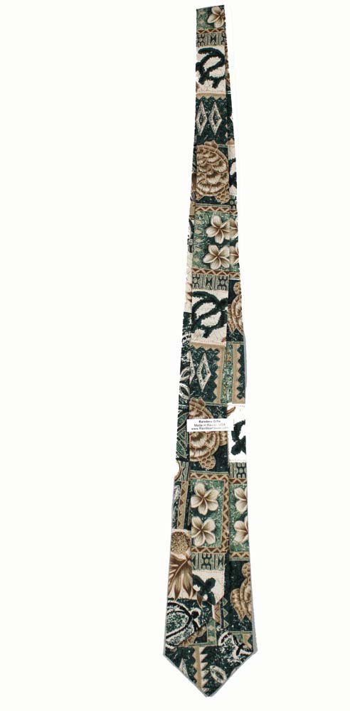 Hawaii Neckties - Green Tapa