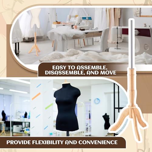 Leinuosen 2 Set Mannequin Stands Wood Tripod Dressmaker Form Base Dress Form Stands 45 Inches Compatible with Most Standard Mannequin for Shop Window Clothing Studio(Natural) - Thumbnail 5