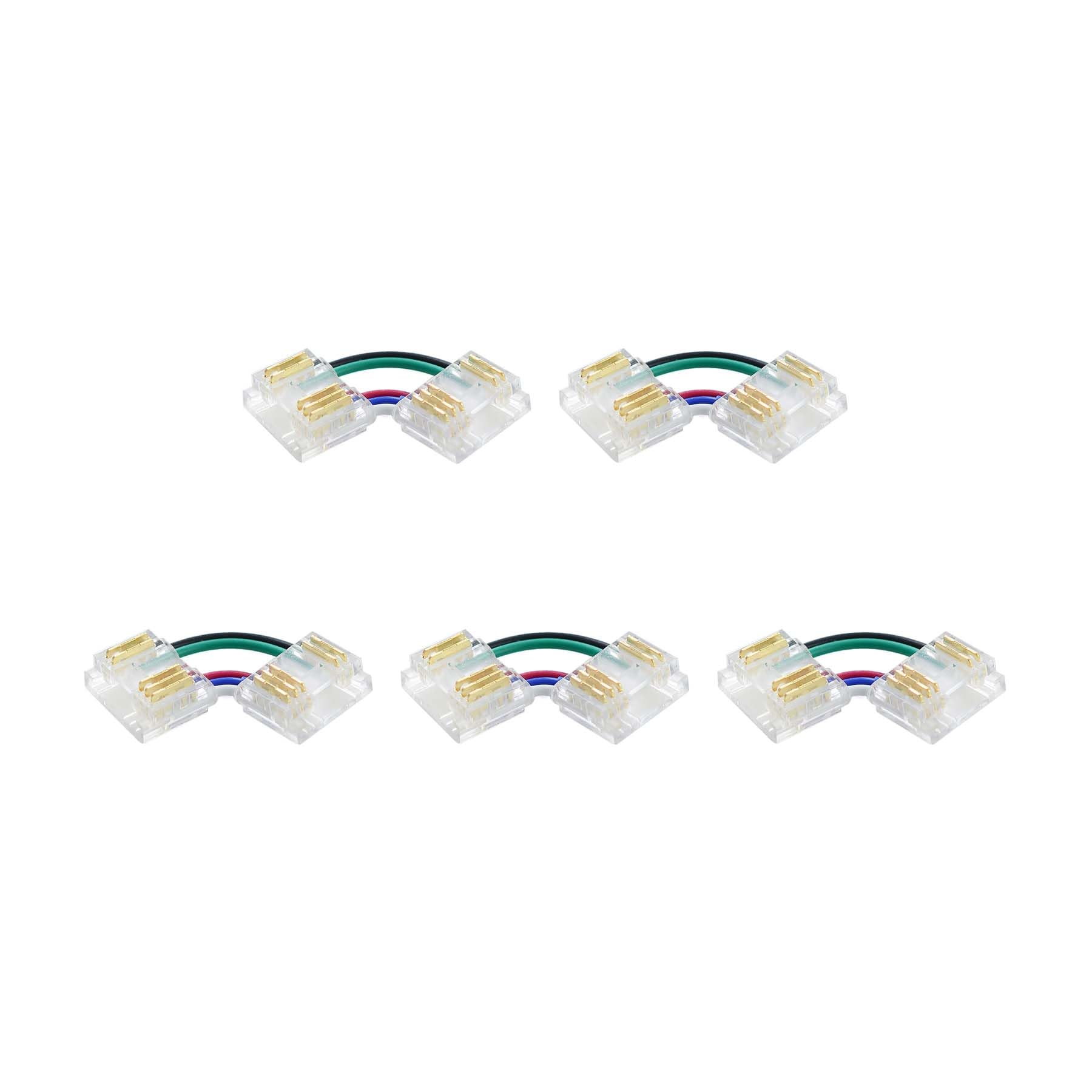 G.w.s 5 Pin Rgbw/Rgbww Strip G.w.s® Solderless L Shape Corner Connectors, For 12Mm Wide /Rgbww Led Cob Strip Lights, Pack Of 5