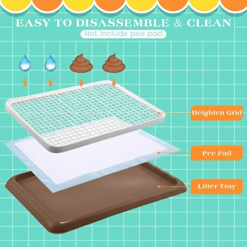 Image of Mifoci Dog Pee Pad Holder Potty Tray Portable Dog Litter Box Toilet Training for Indoor Outdoor Small Medium Large Pet Puppy(Coffee,25.59 x 18.9 Inches,2 Pcs)